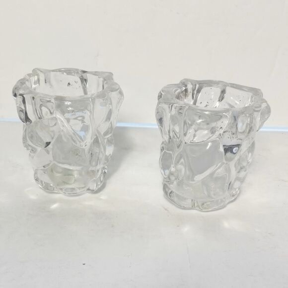 Partylite Glacier Lights Votive Candle Holders Set Of 2 Clear Glass Retired - Picture 2 of 5